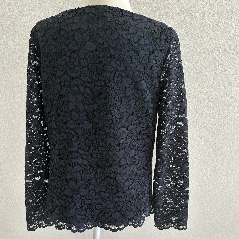 Tory Burch Navy Floral Lace Blouse